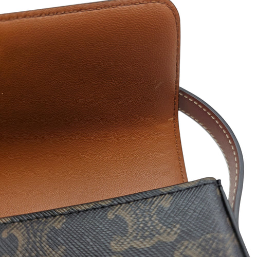 Triomphe 20 Brown Shoulder Bag Guilloche hardware