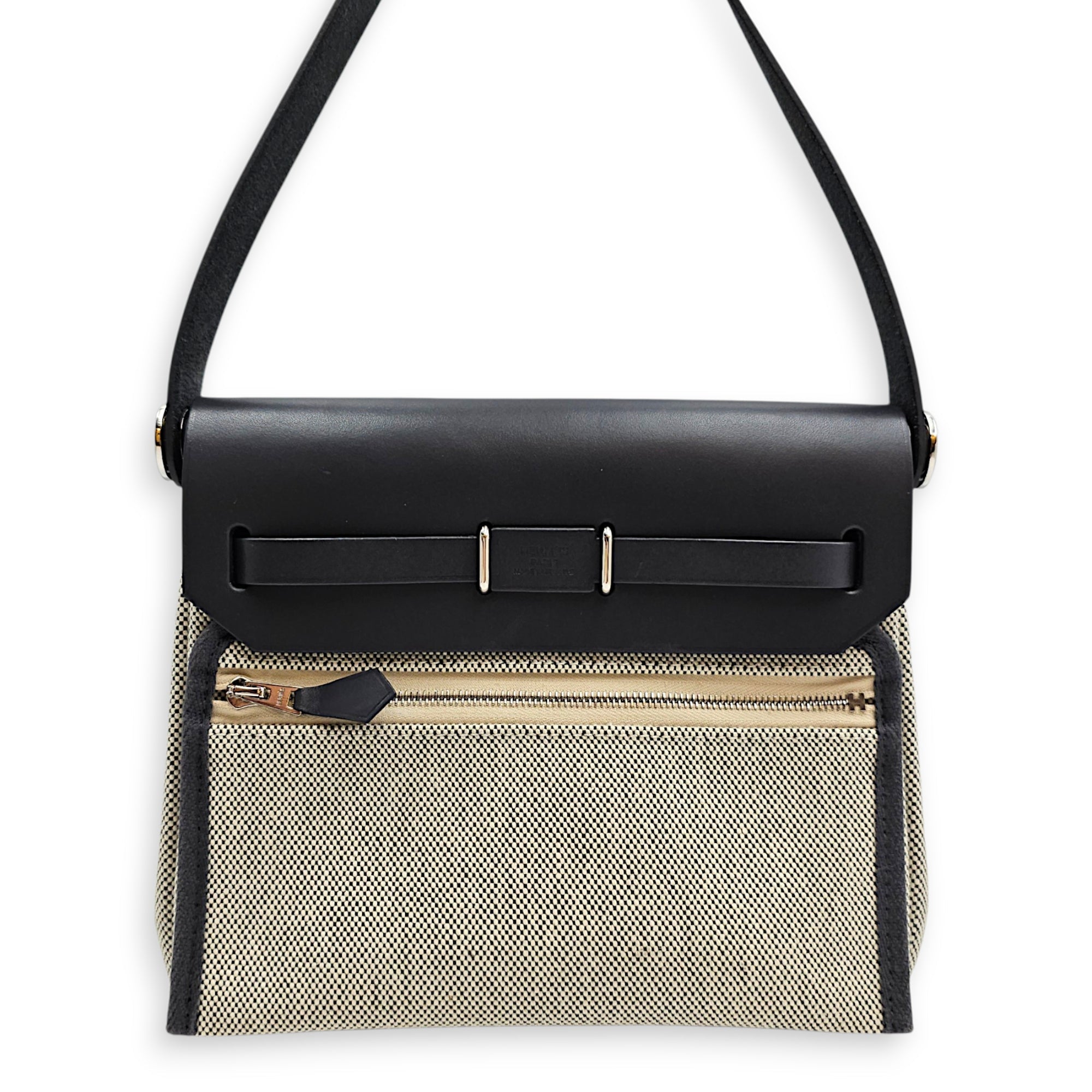 Herbag Mini Ardoise/Ecru-ardoise in Vache Hunter/Toile Palladium hardware CL2608-22792 2