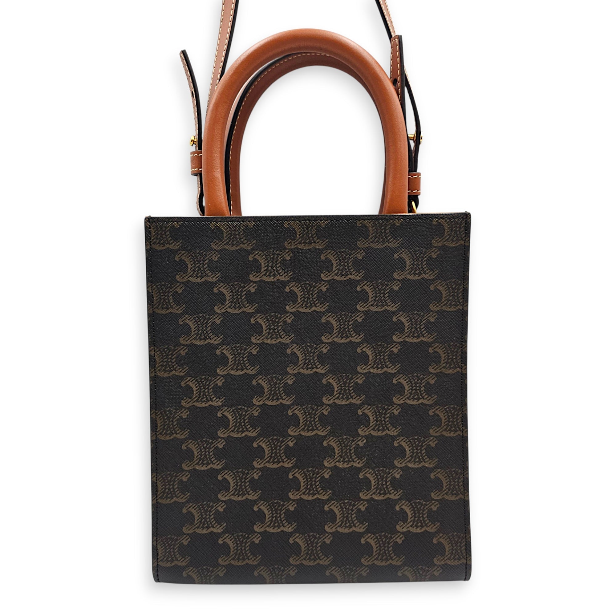 Cabas Vertical Mini Brown Crossbody Bag in Canvas Gold hardware CL2608-22793 2