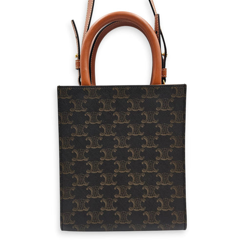 Cabas Vertical Mini Brown Crossbody Bag in Canvas Gold hardware CL2608-22793 2
