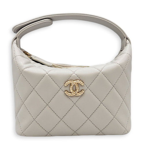 25C Quilted Hobo Grey Top Handle Bag in Calfskin Gold hardware CL2608-22797 1
