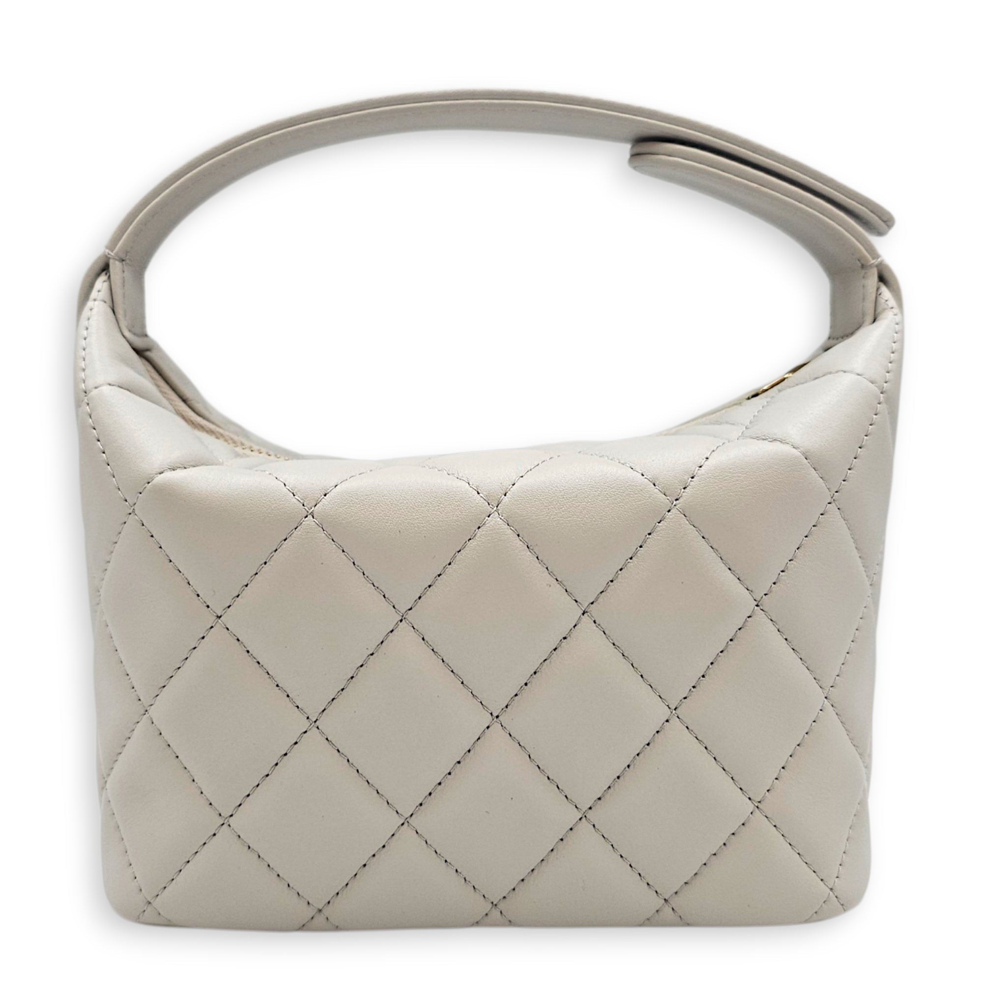 25C Quilted Hobo Grey Top Handle Bag in Calfskin Gold hardware CL2608-22797 2