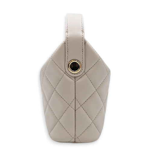 25C Quilted Hobo Grey Clutch in Calfskin Gold hardware