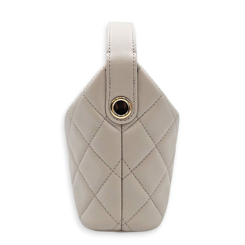 25C Quilted Hobo Grey Top Handle Bag in Calfskin Gold hardware CL2608-22797 4