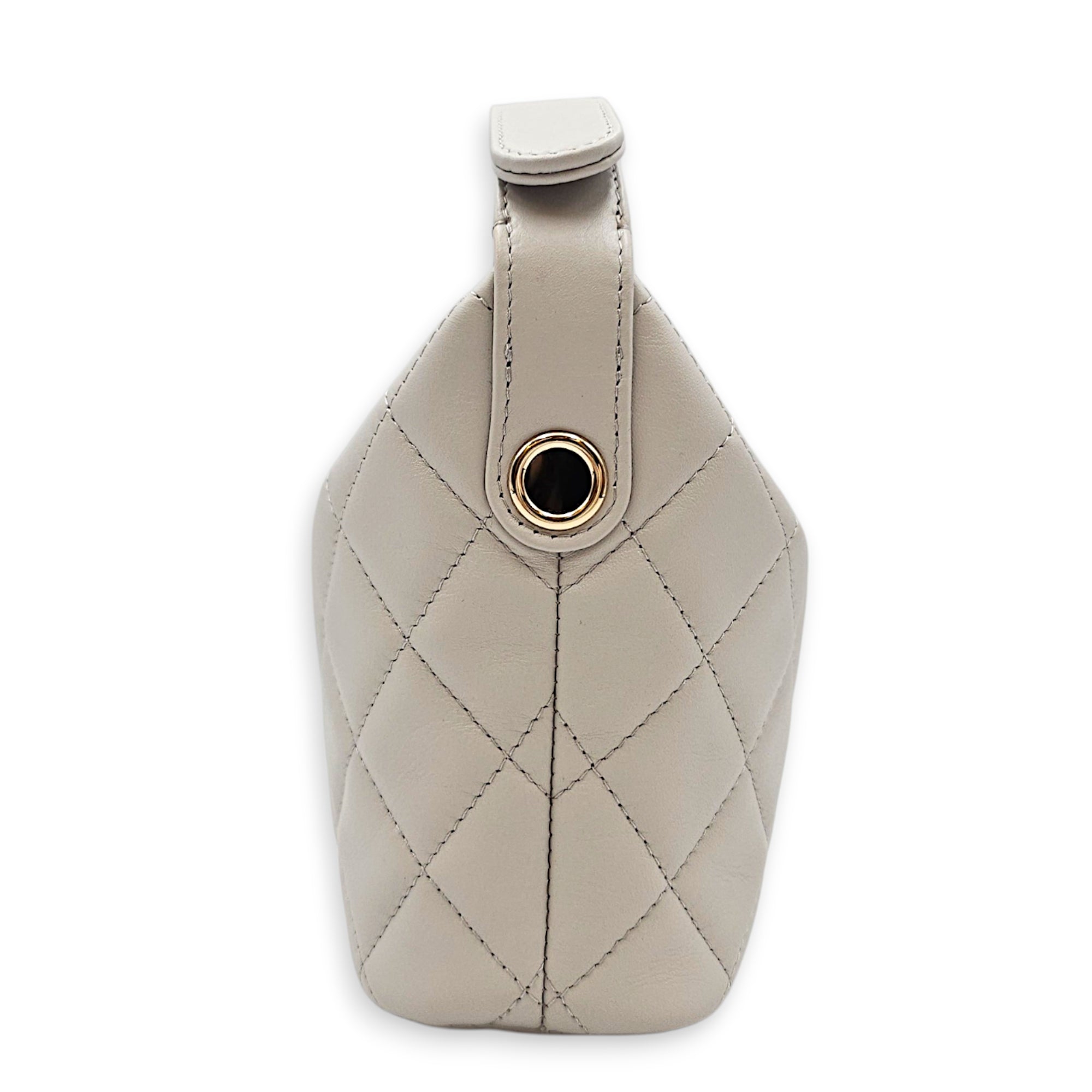 25C Quilted Hobo Grey Top Handle Bag in Calfskin Gold hardware CL2608-22797 5