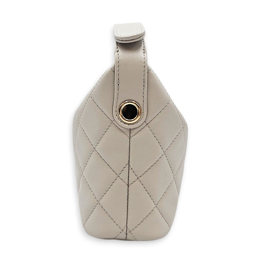 25C Quilted Hobo Grey Top Handle Bag in Calfskin Gold hardware CL2608-22797 5