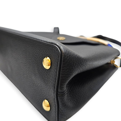 Capucines MM Black Top Handle Bag in Taurillon Leather Gold hardware CL2608-22800 11