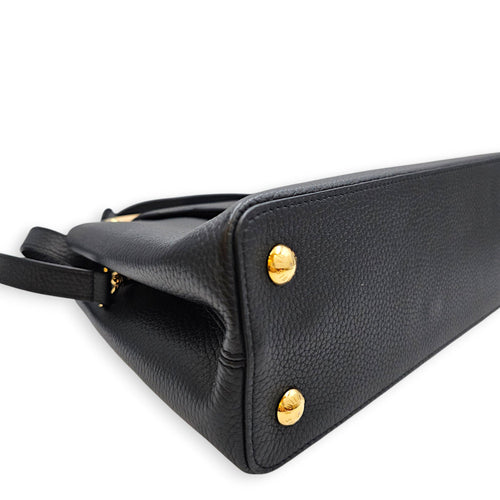 Capucines MM Black Top Handle Bag in Taurillon Leather Gold hardware CL2608-22800 12