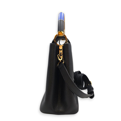 Capucines MM Black Top Handle Bag in Taurillon Leather Gold hardware CL2608-22800 3