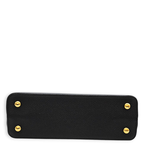Capucines MM Black Top Handle Bag in Taurillon Leather Gold hardware CL2608-22800 5