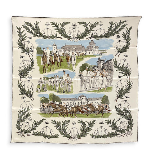 Champ de Courses a Chantilly  70 Blanc / Vert Loden / Bleu Ciel Scarf CL2608-22807 1