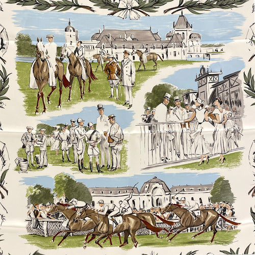 Champ de Courses a Chantilly  70 Blanc / Vert Loden / Bleu Ciel Scarf CL2608-22807 2