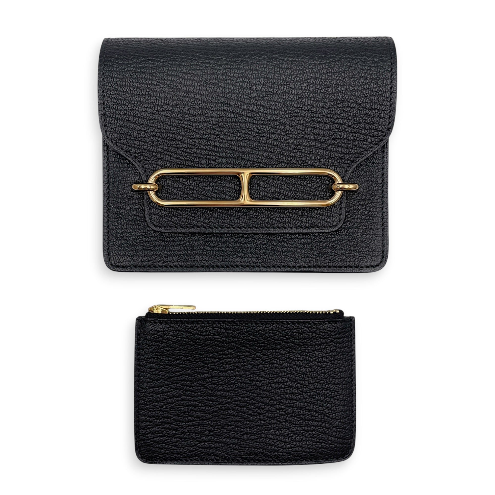Roulis Slim Black Wallet in Chevre Mysore Permabrass hardware CL2608-22826 3