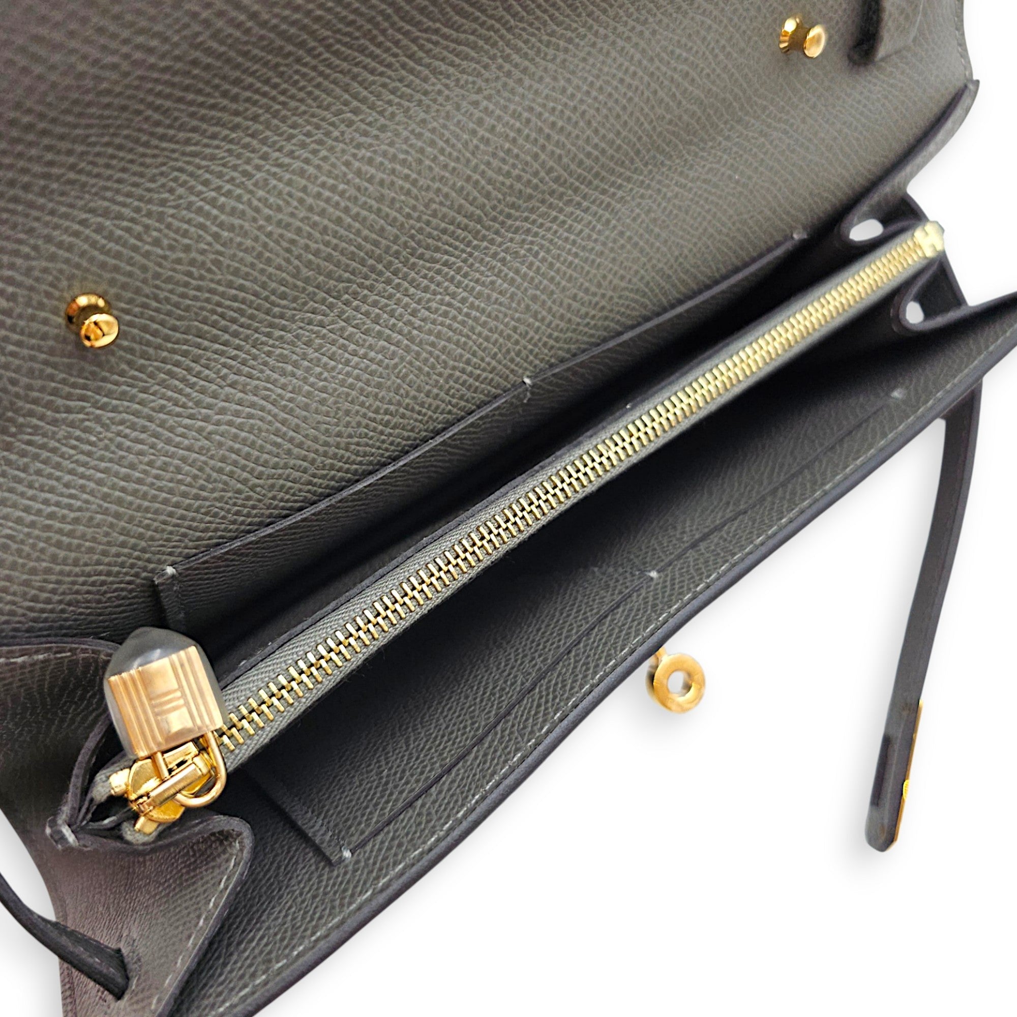 Kelly To Go Gris misty Wallet in Epsom Gold hardware CL2608-22827 3