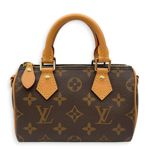 Nano speedy Brown Crossbody Bag in Canvas Gold hardware CL2608-22834 1