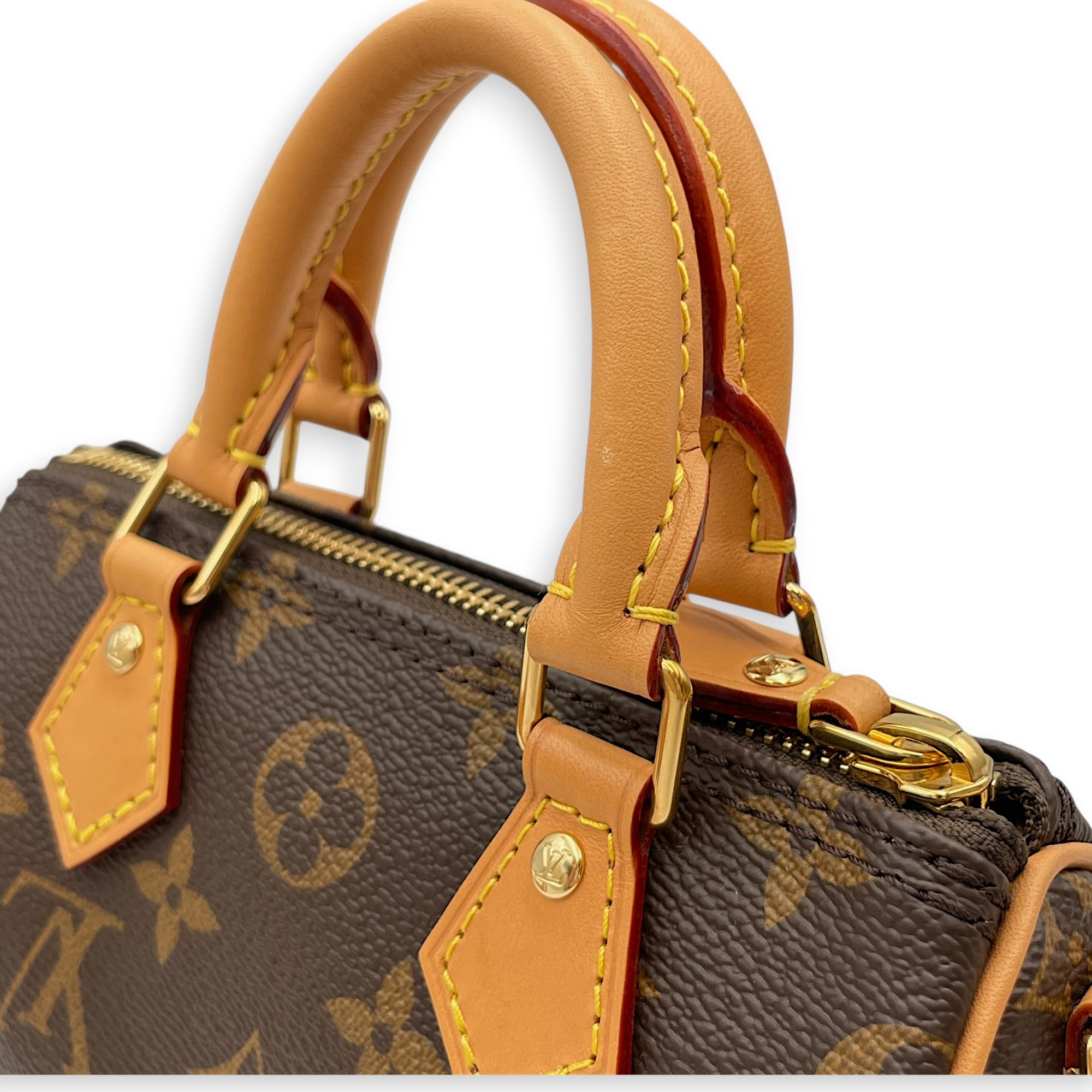 Nano speedy Brown Crossbody Bag in Canvas Gold hardware CL2608-22834 10