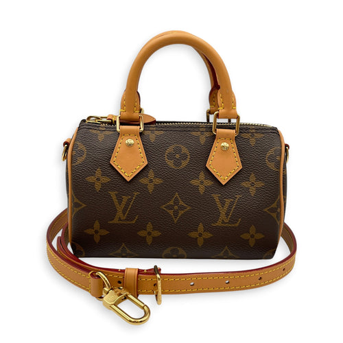 Nano speedy Brown Crossbody Bag in Canvas Gold hardware CL2608-22834 11
