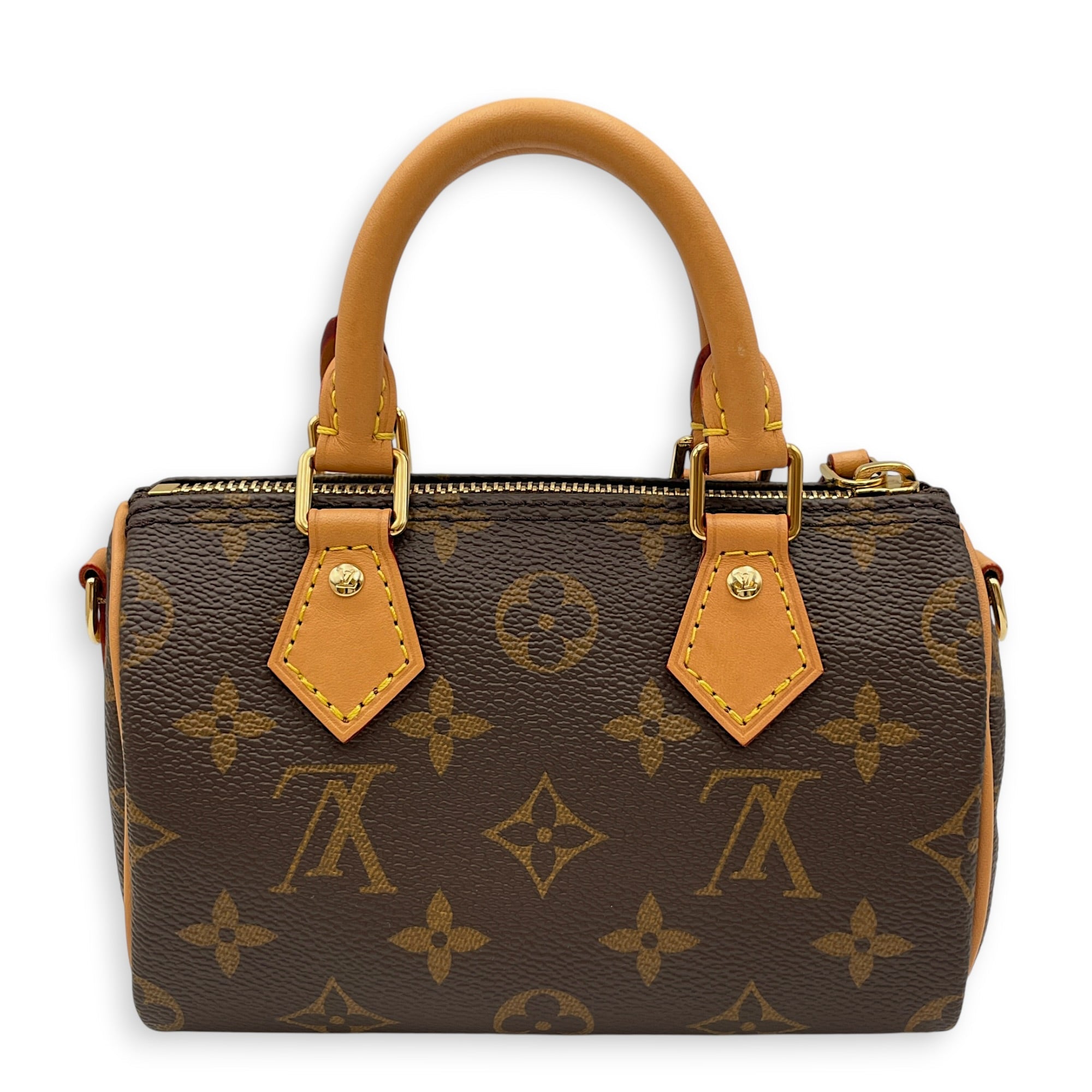 Nano speedy Brown Crossbody Bag in Canvas Gold hardware CL2608-22834 2