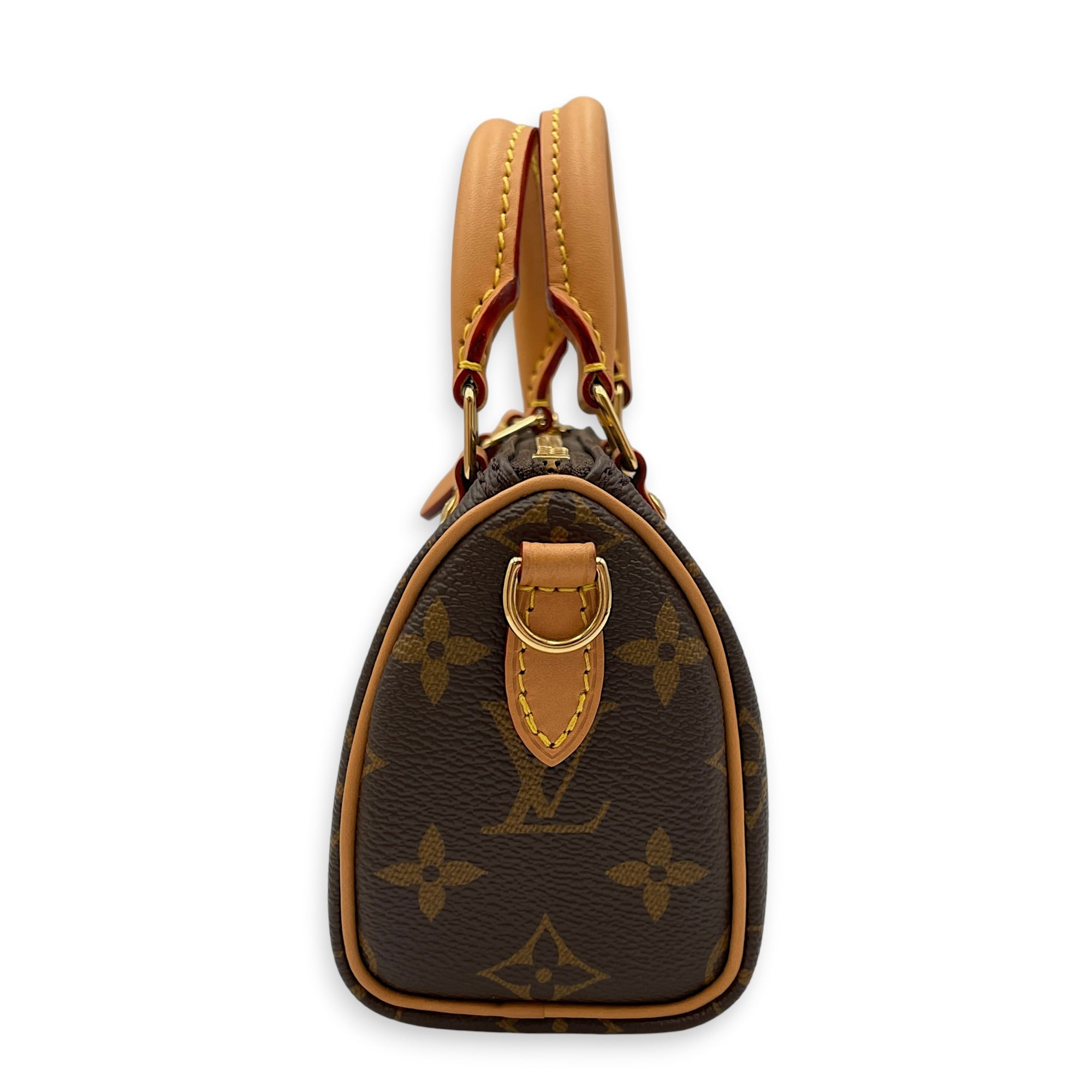 Nano speedy Brown Crossbody Bag in Canvas Gold hardware CL2608-22834 3