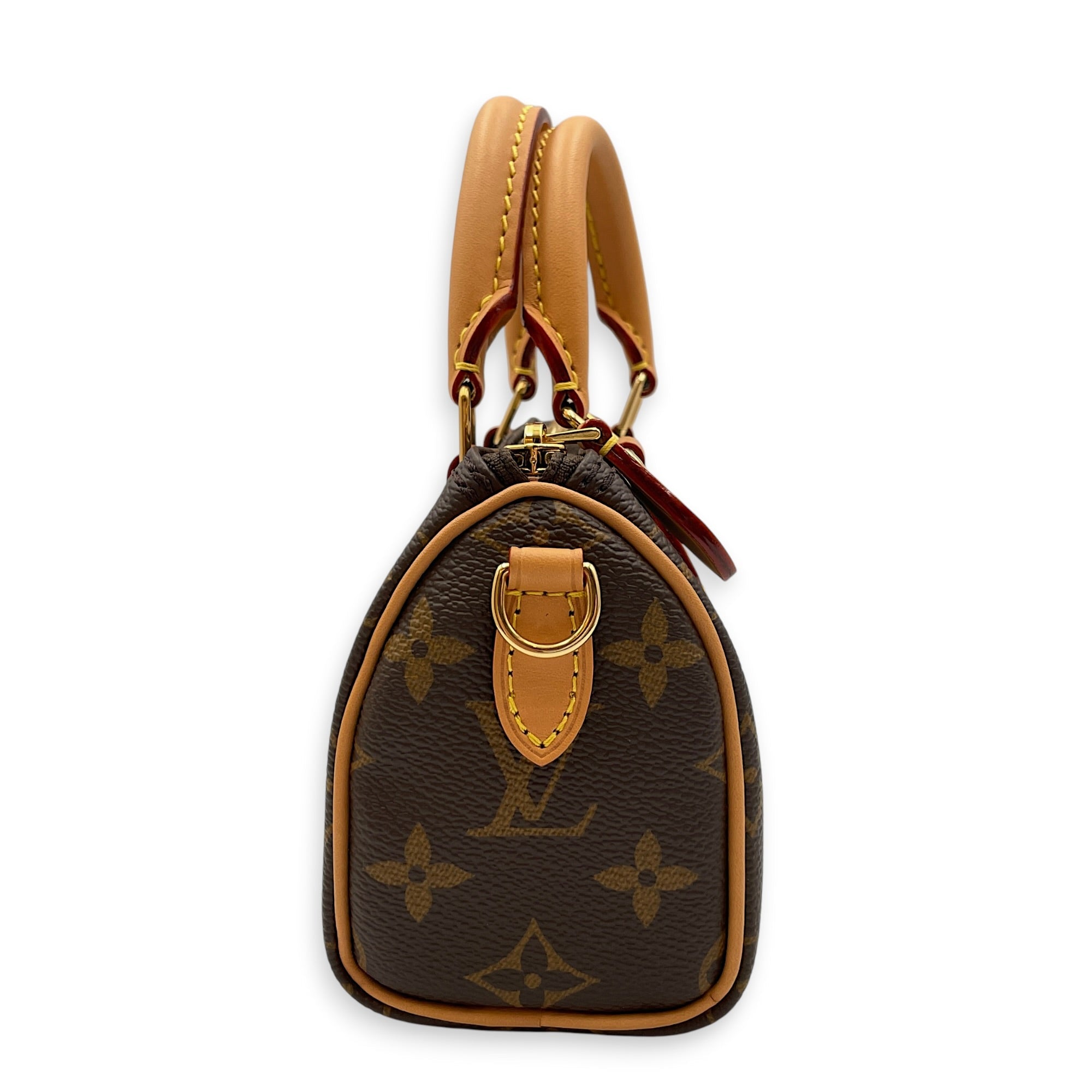 Nano speedy Brown Crossbody Bag in Canvas Gold hardware CL2608-22834 4