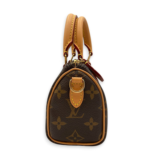 Nano speedy Brown Crossbody Bag in Canvas Gold hardware CL2608-22834 4