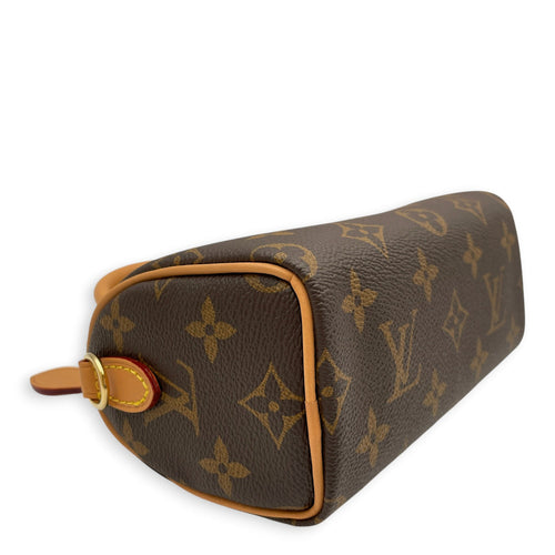 Nano speedy Brown Crossbody Bag in Canvas Gold hardware CL2608-22834 7