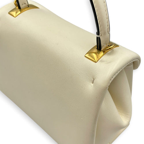 Garavani One Stud 18cm White Top Handle Bag in Nappa Leather Gold hardware CL2608-22835 11