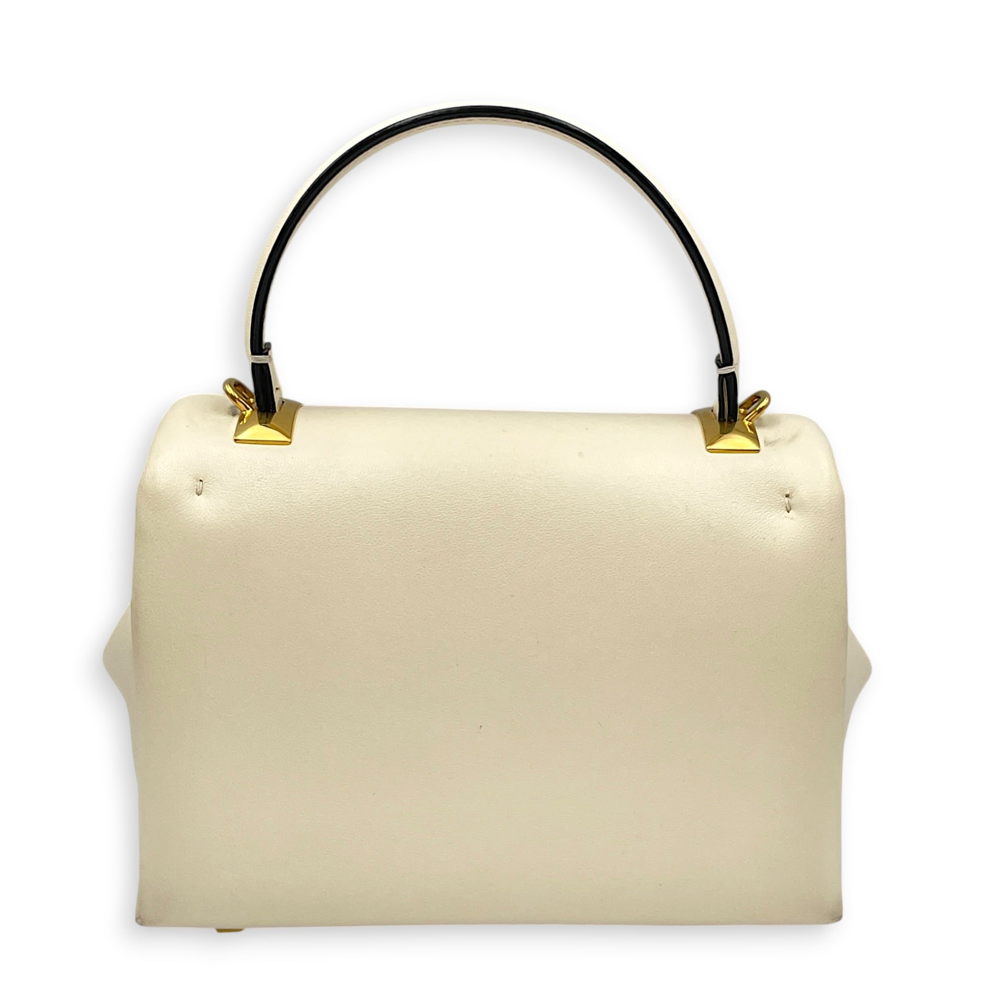Garavani One Stud 18cm White Top Handle Bag in Nappa Leather Gold hardware CL2608-22835 2