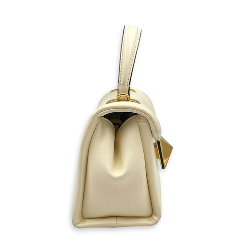 Garavani One Stud 18cm White Top Handle Bag in Nappa Leather Gold hardware CL2608-22835 3