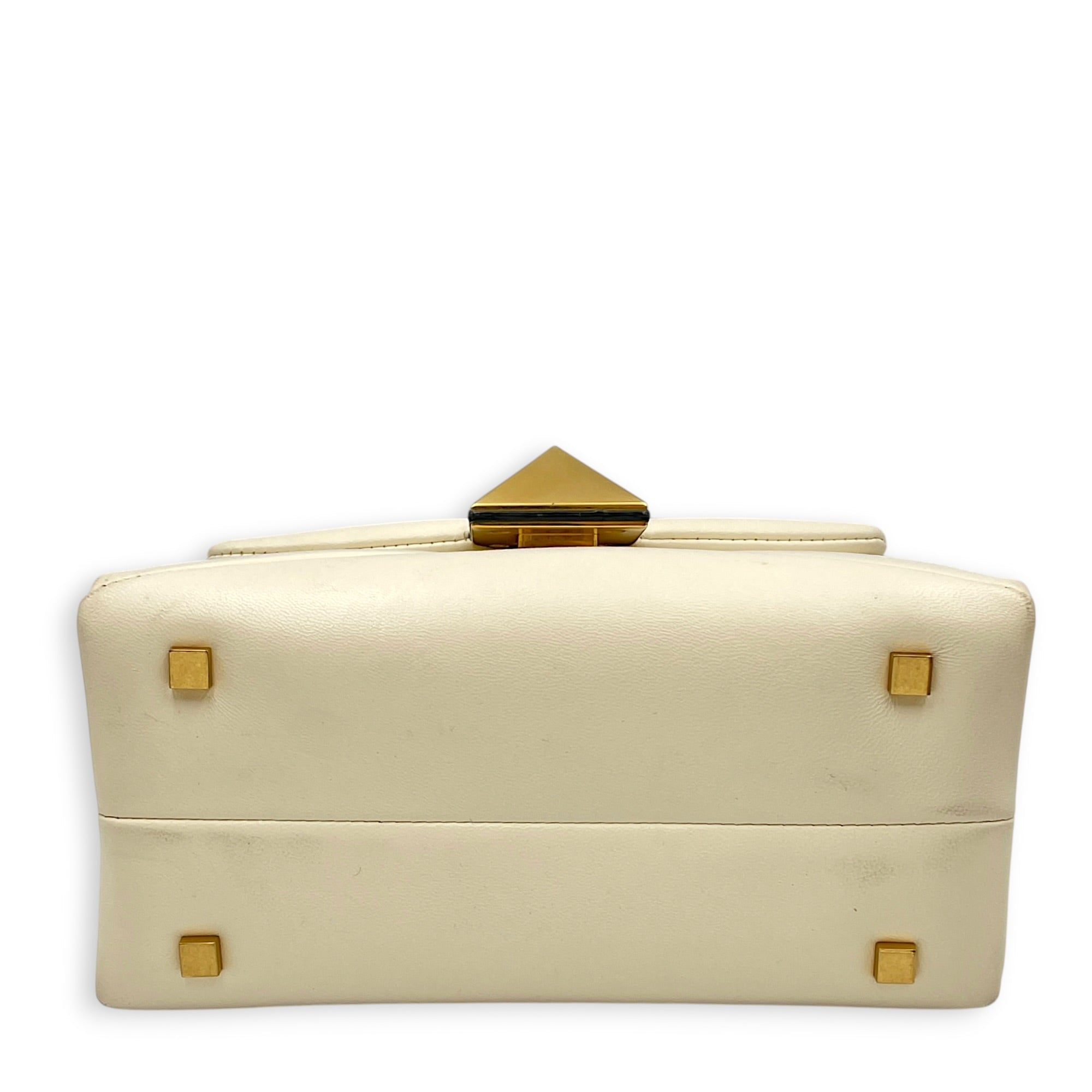 Garavani One Stud 18cm White Top Handle Bag in Nappa Leather Gold hardware CL2608-22835 5