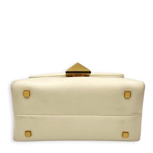 Garavani One Stud 18cm White Top Handle Bag in Nappa Leather Gold hardware CL2608-22835 5