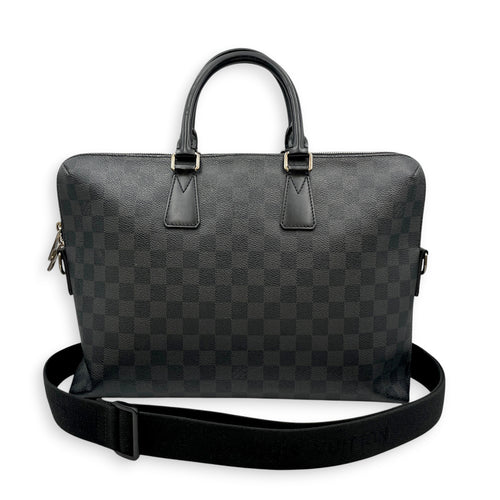 Damier Graphite Porte Documents Jour 40 Grey Shoulder Bag in Canvas Silver hardware