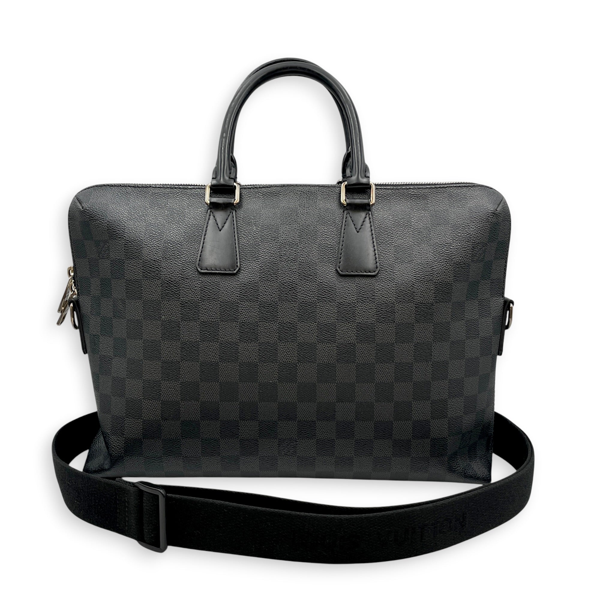 Damier Graphite Porte Documents Jour 40cm Grey Shoulder Bag in Canvas Silver hardware