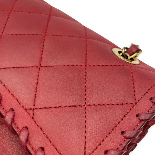 Happy Stitch Flap 25cm Red Shoulder Bag in Calfskin Gold hardware CL2608-22838 11