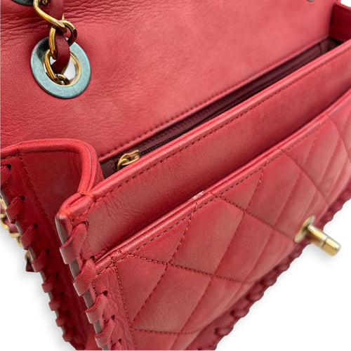 Happy Stitch Flap 25cm Red Shoulder Bag in Calfskin Gold hardware CL2608-22838 13