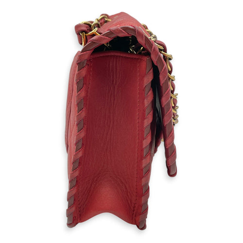 Happy Stitch Flap 25cm Red Shoulder Bag in Calfskin Gold hardware CL2608-22838 3