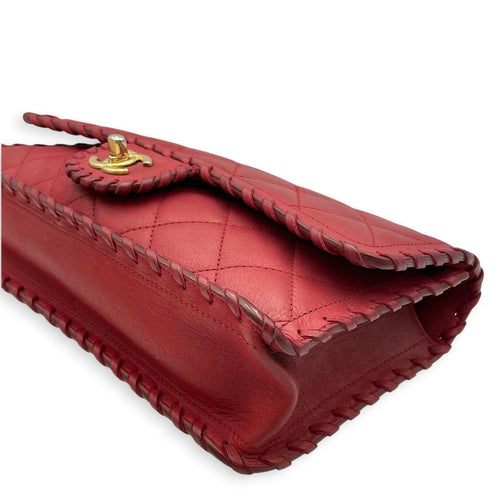 Happy Stitch Flap 25cm Red Shoulder Bag in Calfskin Gold hardware CL2608-22838 7