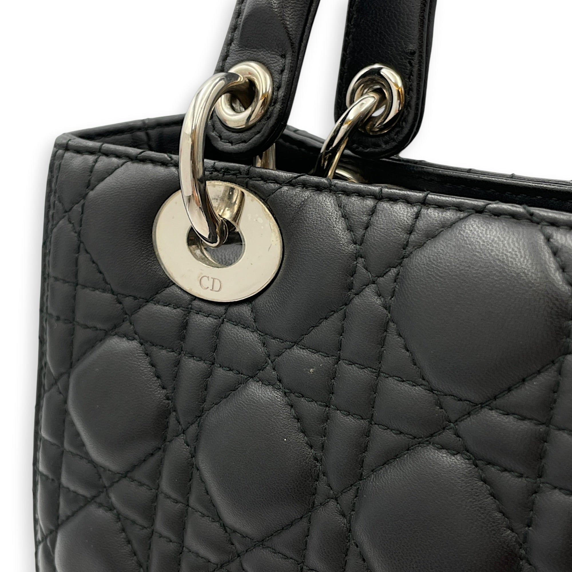 Lady Dior 25cm Black Shoulder Bag in Lambskin Silver hardware CL2608-22839 10