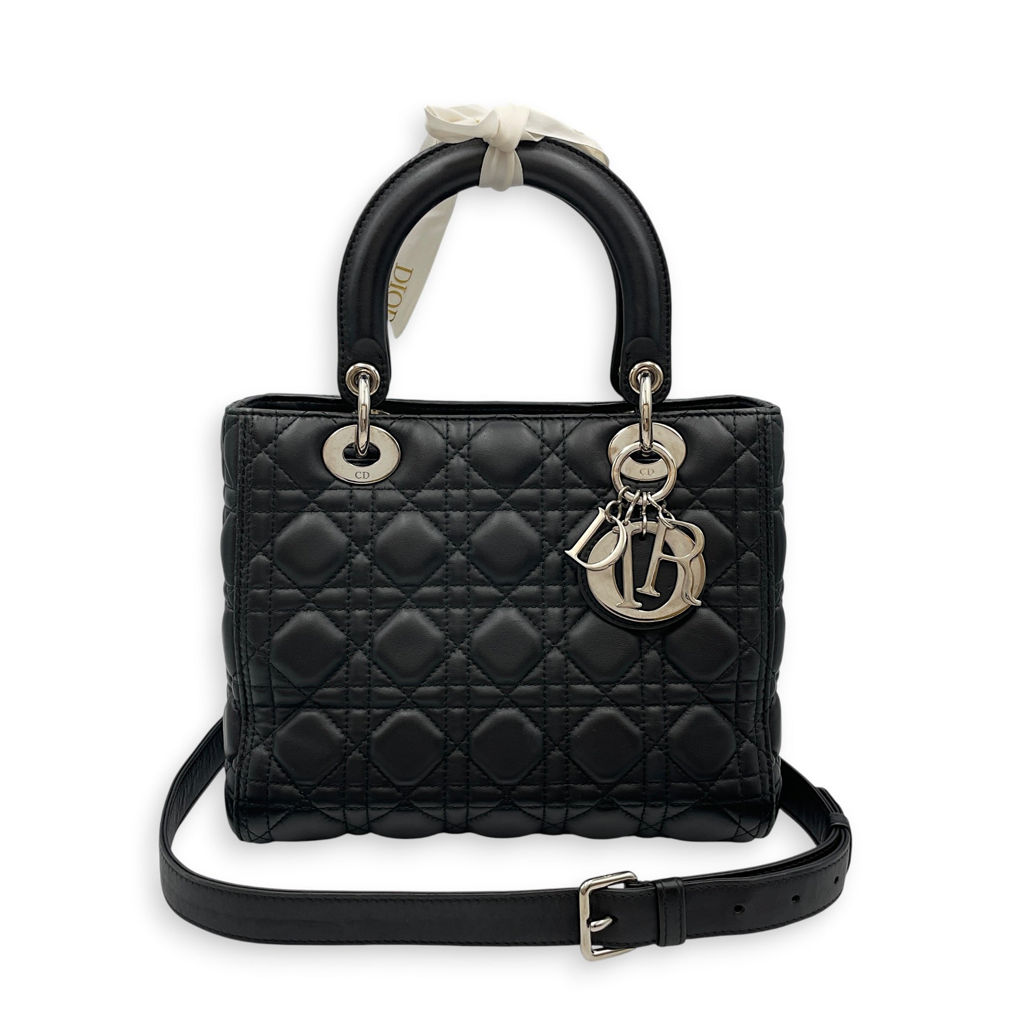 Lady Dior 25cm Black Shoulder Bag in Lambskin Silver hardware CL2608-22839 14