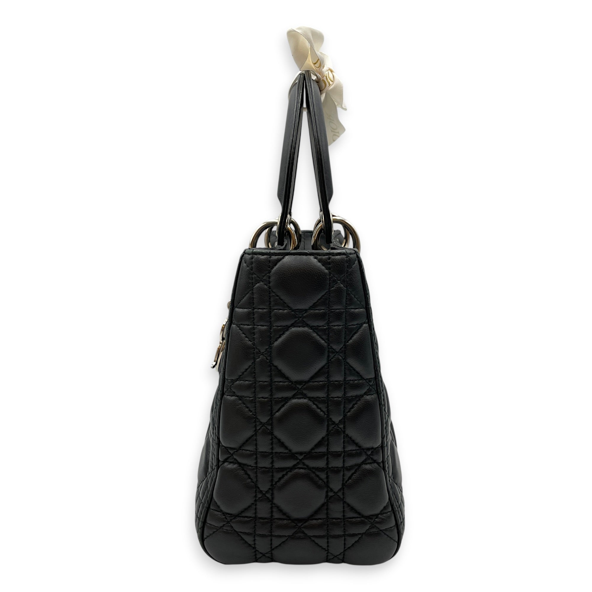 Lady Dior 25cm Black Shoulder Bag in Lambskin Silver hardware CL2608-22839 4