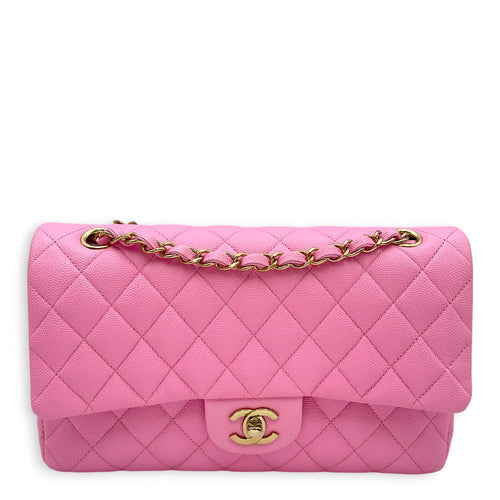 Classic Flap Medium Pink Shoulder Bag in Caviar Leather Gold hardware CL2608-22866 1