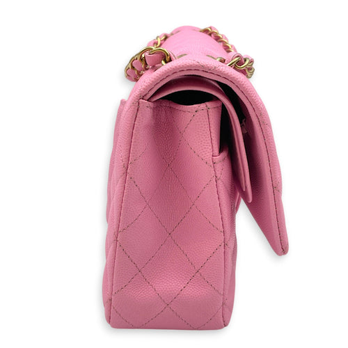 Classic Flap Medium Pink Shoulder Bag in Caviar Leather Gold hardware CL2608-22866 3