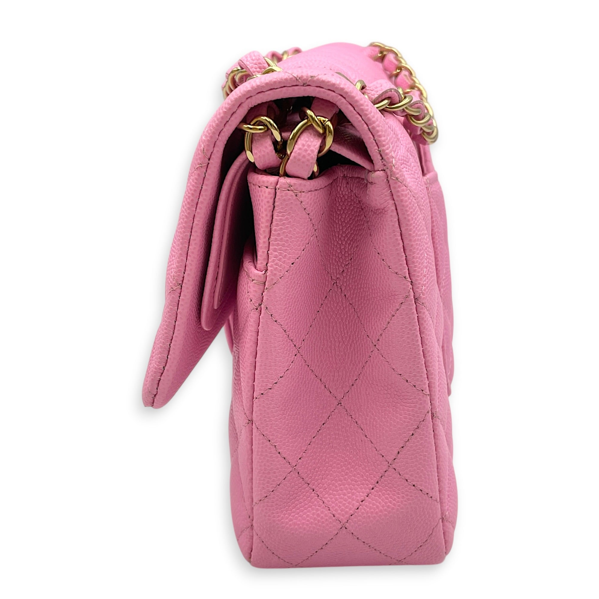 Classic Flap Medium Pink Shoulder Bag in Caviar Leather Gold hardware CL2608-22866 4