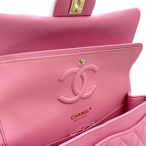 Classic Flap Medium Pink Shoulder Bag in Caviar Leather Gold hardware CL2608-22866 6