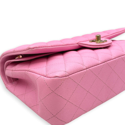 Classic Flap Medium Pink Shoulder Bag in Caviar Leather Gold hardware CL2608-22866 8