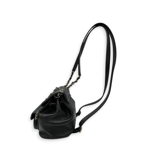 Duma Black Backpack in Calfskin Gold hardware CL2608-22867 4
