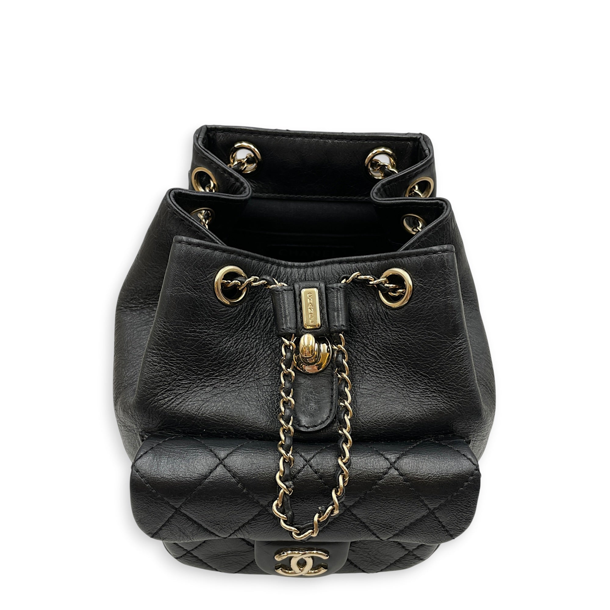 Duma Black Backpack in Calfskin Gold hardware CL2608-22867 6
