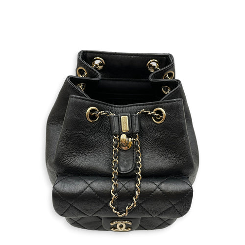 Duma Black Backpack in Calfskin Gold hardware CL2608-22867 6