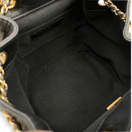 Duma Black Backpack in Calfskin Gold hardware CL2608-22867 7