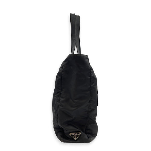 Comic Patch Black Tote Bag in Re-Nylon Silver hardware CL2608-22871 3